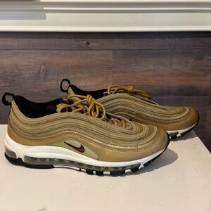 Nike Air Max 97 OG Shoes "Gold Bullet" Varsity Red 884421-700 Mens Size 9